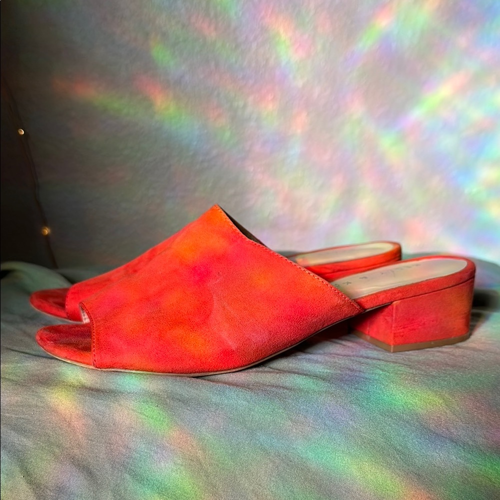 Vibrant Red Open-Toe Mules